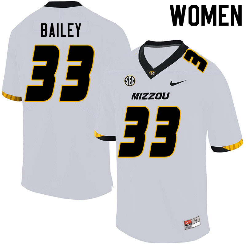 Women #33 Chad Bailey Missouri Tigers College Football Jerseys Sale-White - Click Image to Close